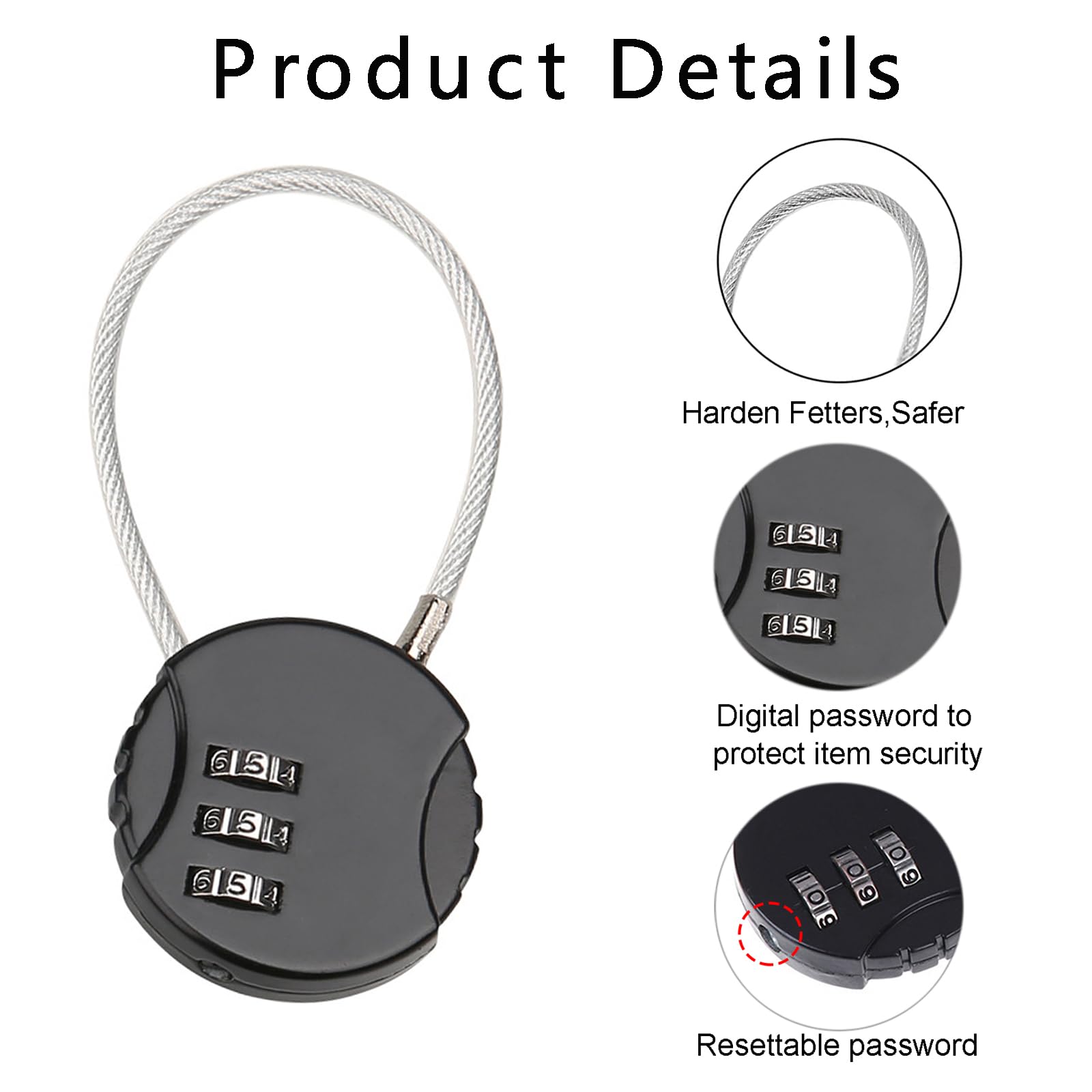4 Piezas Candado de Combinación de 3 Dígitos, Candados de Seguridad de Cable Acero Flexible para Taquilla, Gimnasio, Maleta Viaje, Equipaje (4 Colores)