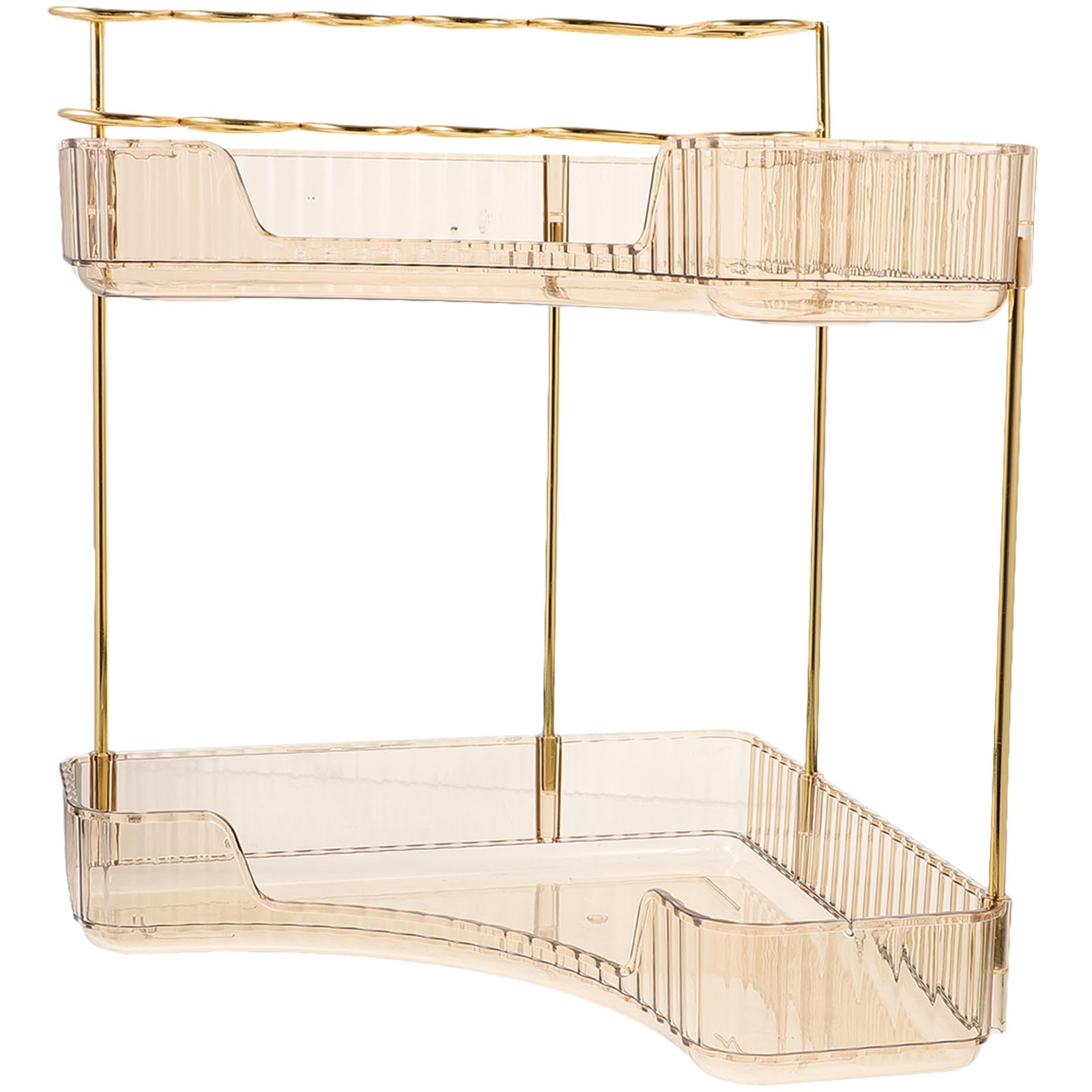 Organizer da Bagno Angolare in Metallo Oro a Doppio Livello, Struttura Semplice e Capacità di Carico Elevata, per Piano Lavabo la Conservazione Cosmetica