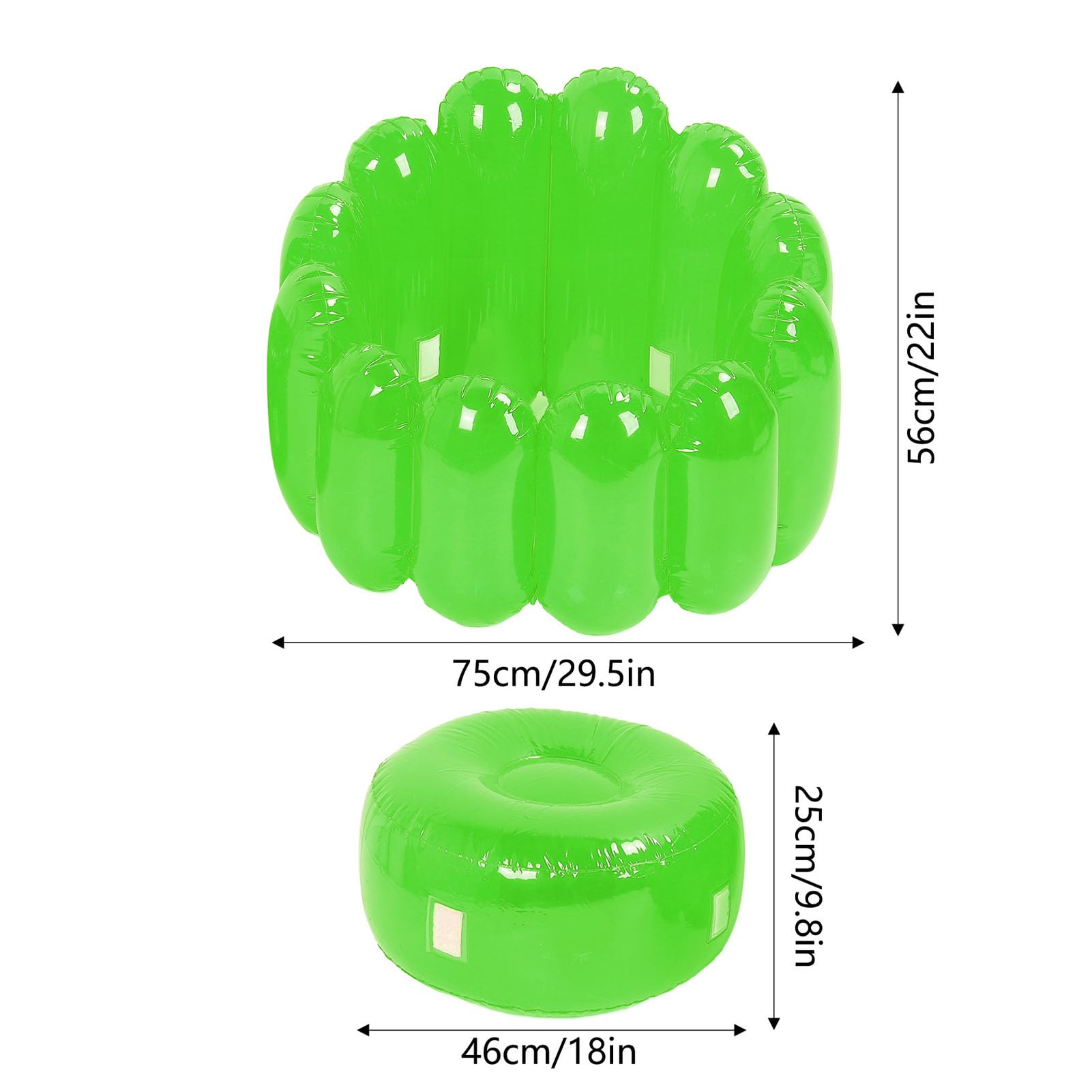 Bewinner Canapé Gonflable avec Pouf, Siège de canapé Gonflable D'extérieur Portable, Chaise Pneumatique Pliante, canapé Paresseux Gonflable pour Chambres, Camping, Maison (Green)