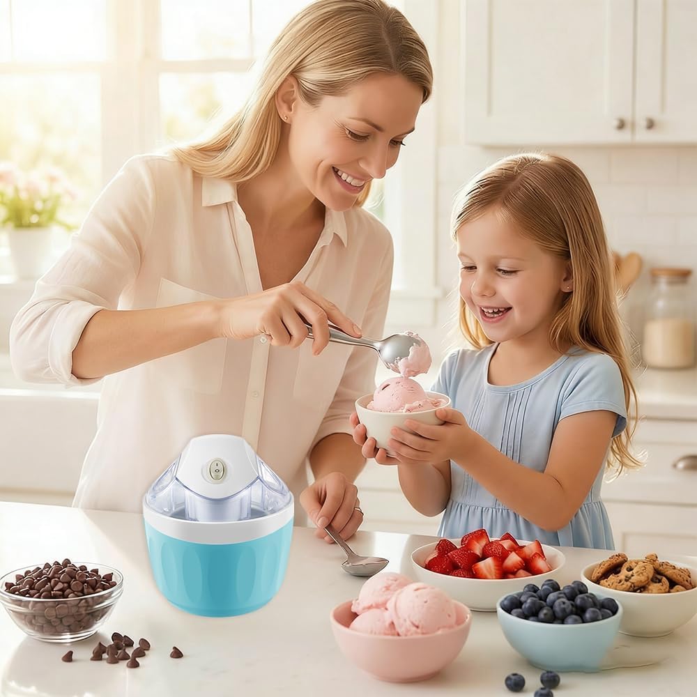 Mini Gelatiera, Piccola Macchina Per Dessert Personale Domestica Per Gelato, Sorbetto, Yogurt Gelato, Gelatiera Individuale, Mini Elettrodomestico Compatto Da Cucina Per La Casa Pink