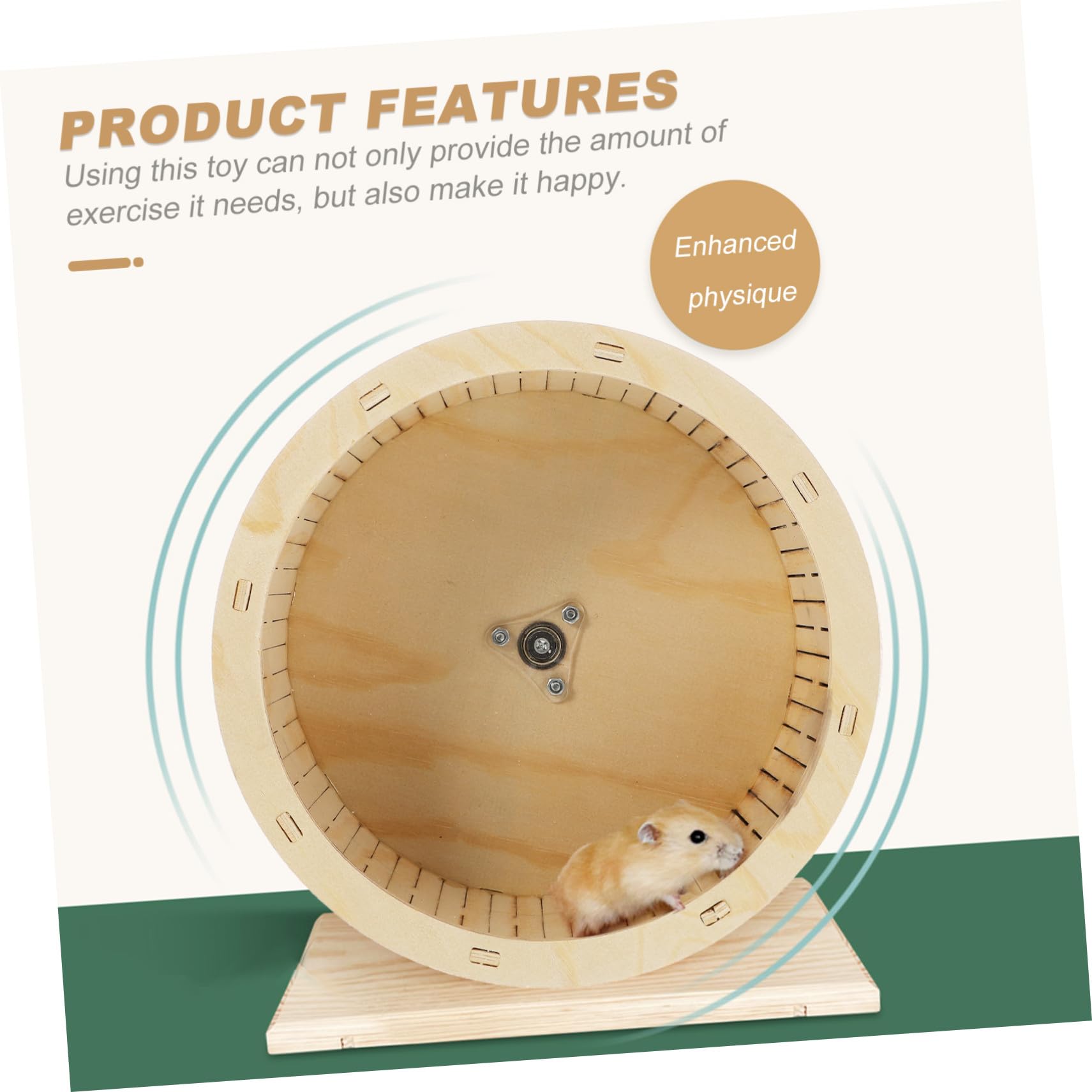 Ruota in Legno per Criceti Gioco da Esercizio Silenzioso Antistress Design Ecologico Dimensioni 22 Cm per Roditori Animali Domestici