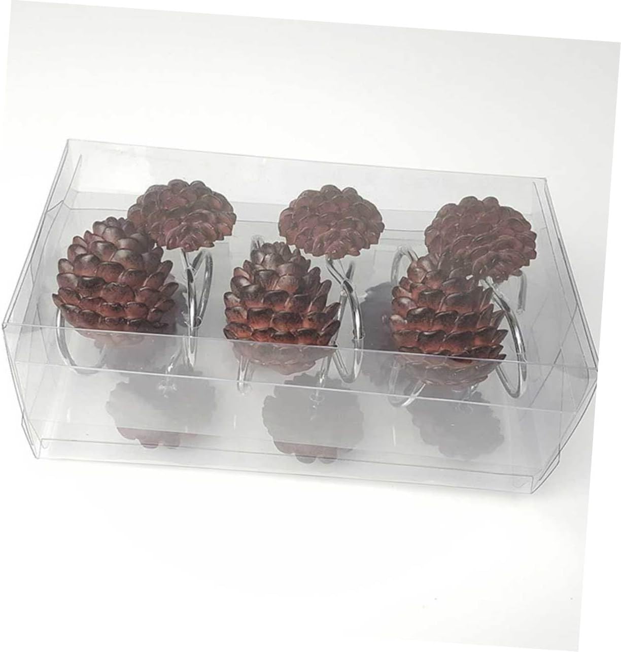 Cabilock 24Pcs Pine Cone Resin Shower Curtain Hooks Creative Light Brown Home Accessories for Forest Style Convenient Hanger for Easy Curtain Opening and Closing