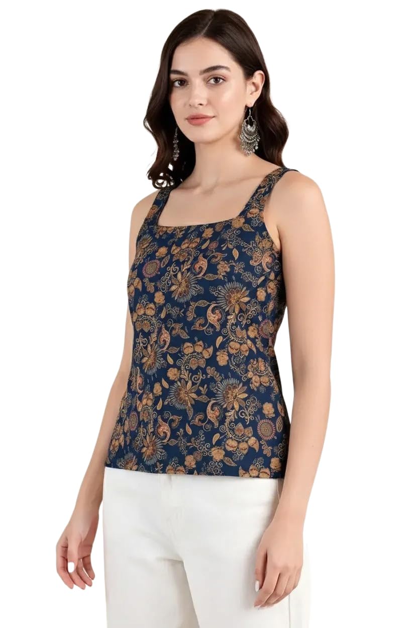 pinkmint Kurti for Women Printed Sleeveless Women's Kurti Top with Back Tie-Up | Cotton Blend Ethnic Fusion Women Top for Office Wear, Casual Wear, Beach College, Festive & Party Look-picture-15