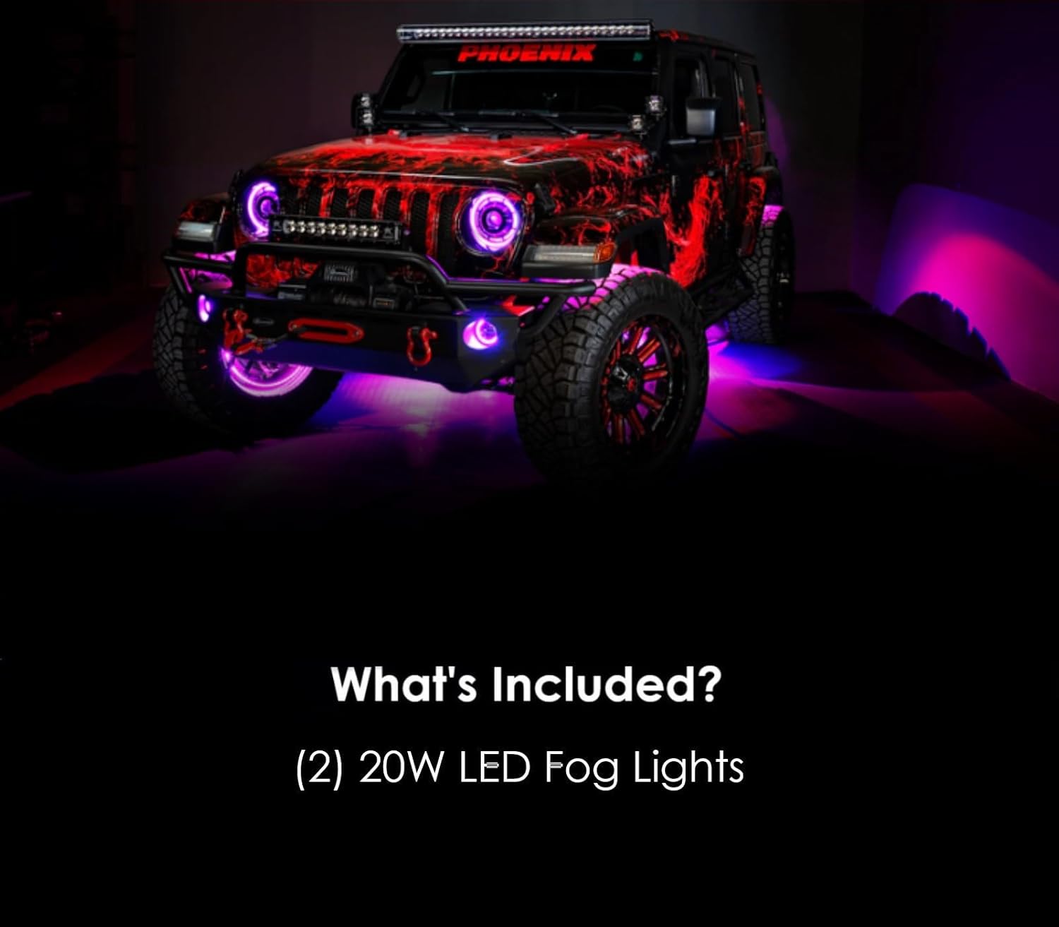 ORACLE Lighting 5846-332 Pair of Dynamic ColorSHIFT 20W LED Fog Lights Compatible with 2007 2018 Wrangler JK - High Performance - Epoxy Sealed
