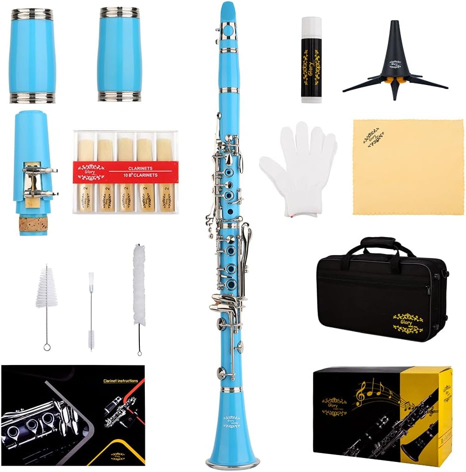 Glory CLALB Bb Clarinet with 10 Reeds & Accessories