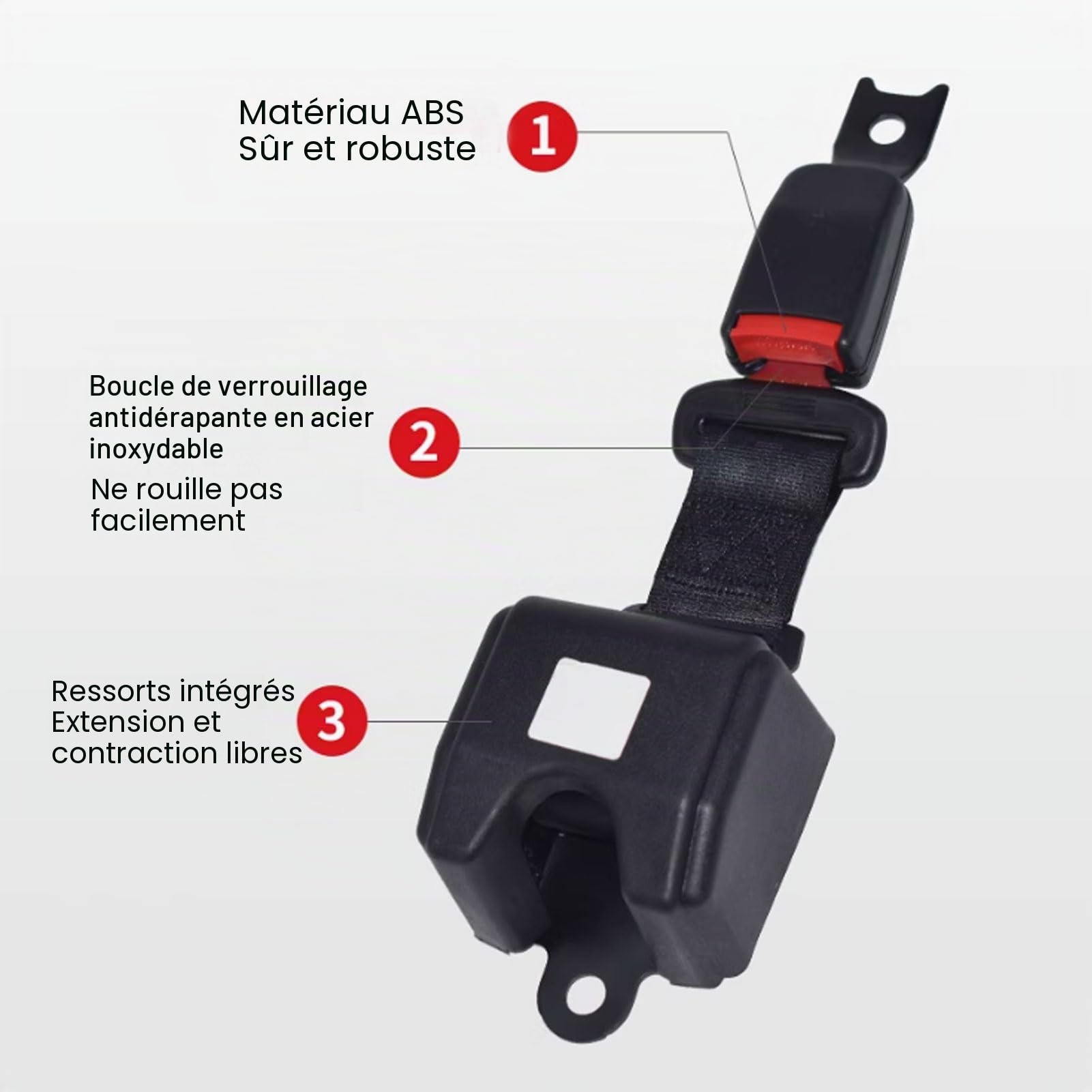 VBESTLIFE Ceinture de sécurité Universal Forklift, 2 Points Pointus S'adaptent à la Tondeuse de Tracteur Buggy Rétractable 43.3 Pouces