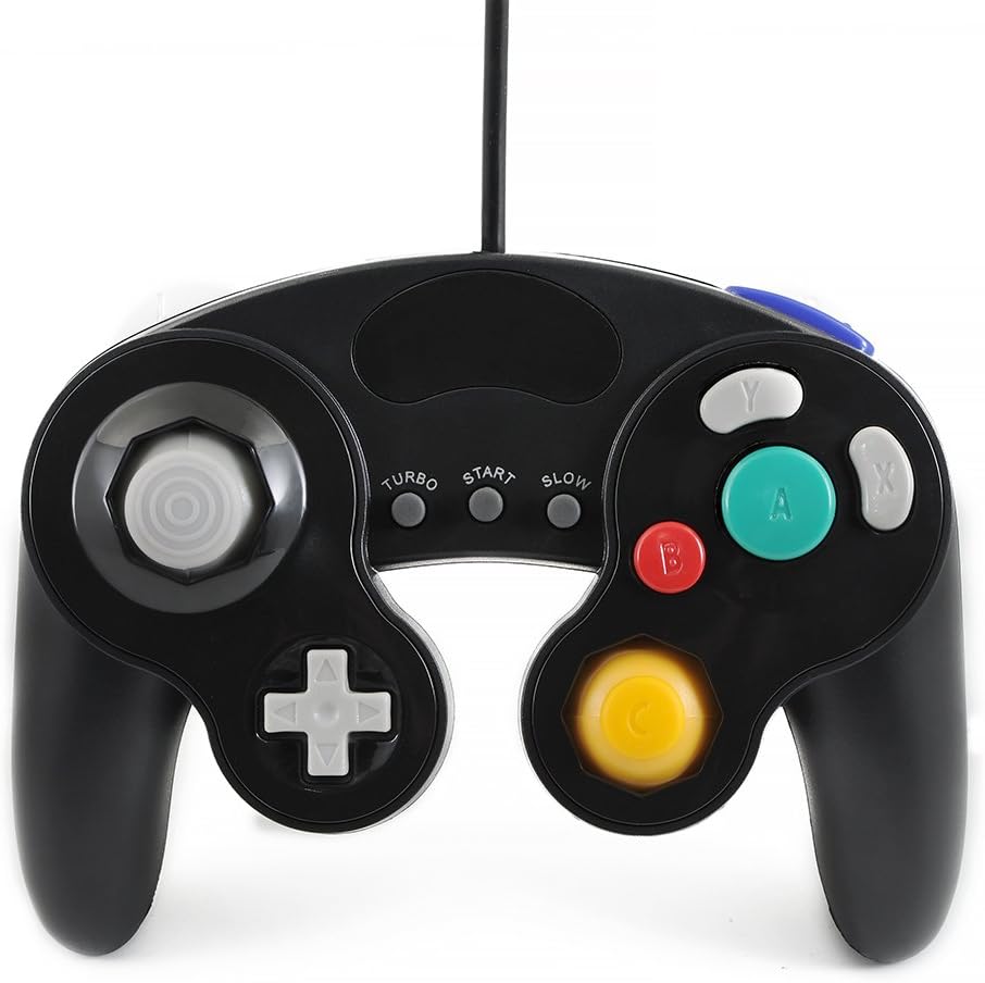 QUMOX black wired classic controller joypad gamepad for gamecube gc & wii (Turbo Slow Feature)