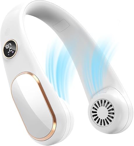 Miniatura 1 de Koonie Ventilador de cuello recargable de 5 velocidades, portátil personal, manos libres, sin cuchillas, funciona con pilas, ajustable, diseño de