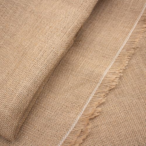VmG-Store Jutestoff Natur 150cm Breite 100% Jute aus Naturfasern Gewebe Rustikal Dekostoff Bastelstoff für Floristik Hochzeit Dekorationen Polster Accessoires Tischdeko DIY (0 5m Meterware)