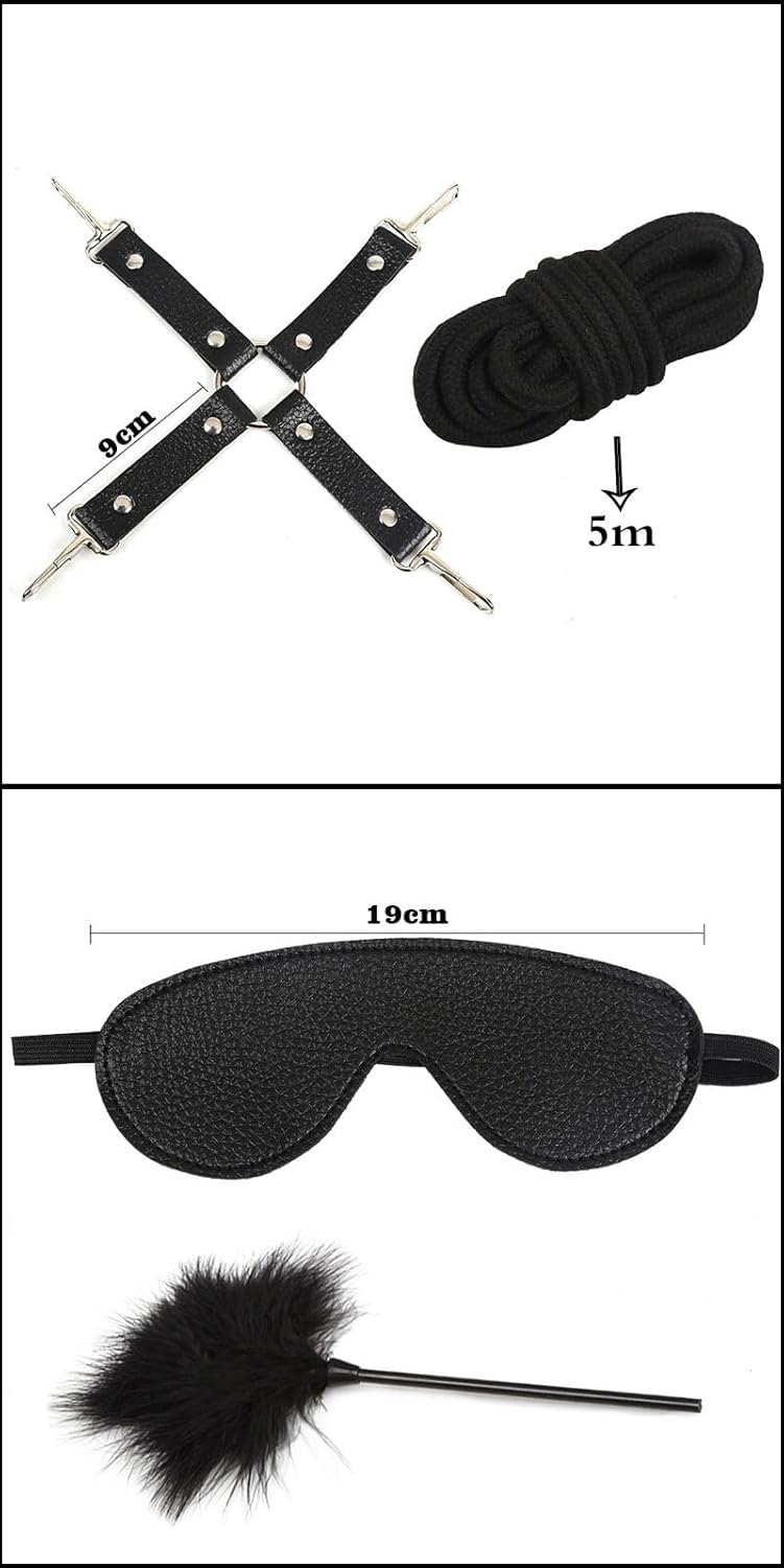 9-piece BDSM Bondage Set Sex Restraint Set Sex Toys Set Adult Products Couple Items Role-Playing with Leopard Print Elements.