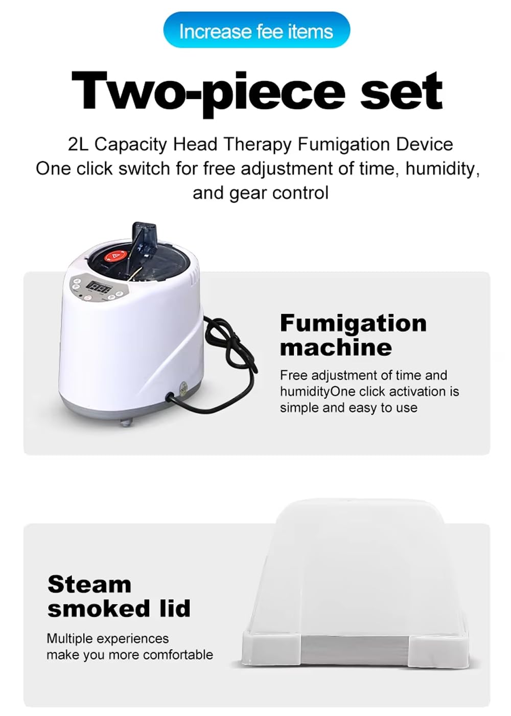Lavacabezas Móvil para Peluquería, Equipo de Tratamiento Capilar con Depósito de 60L, 4 Ruedas Bloqueables, Almohada Ajustable, Fototerapia y Vaporización, Ideal para Spas y Salones de Belleza, Negro