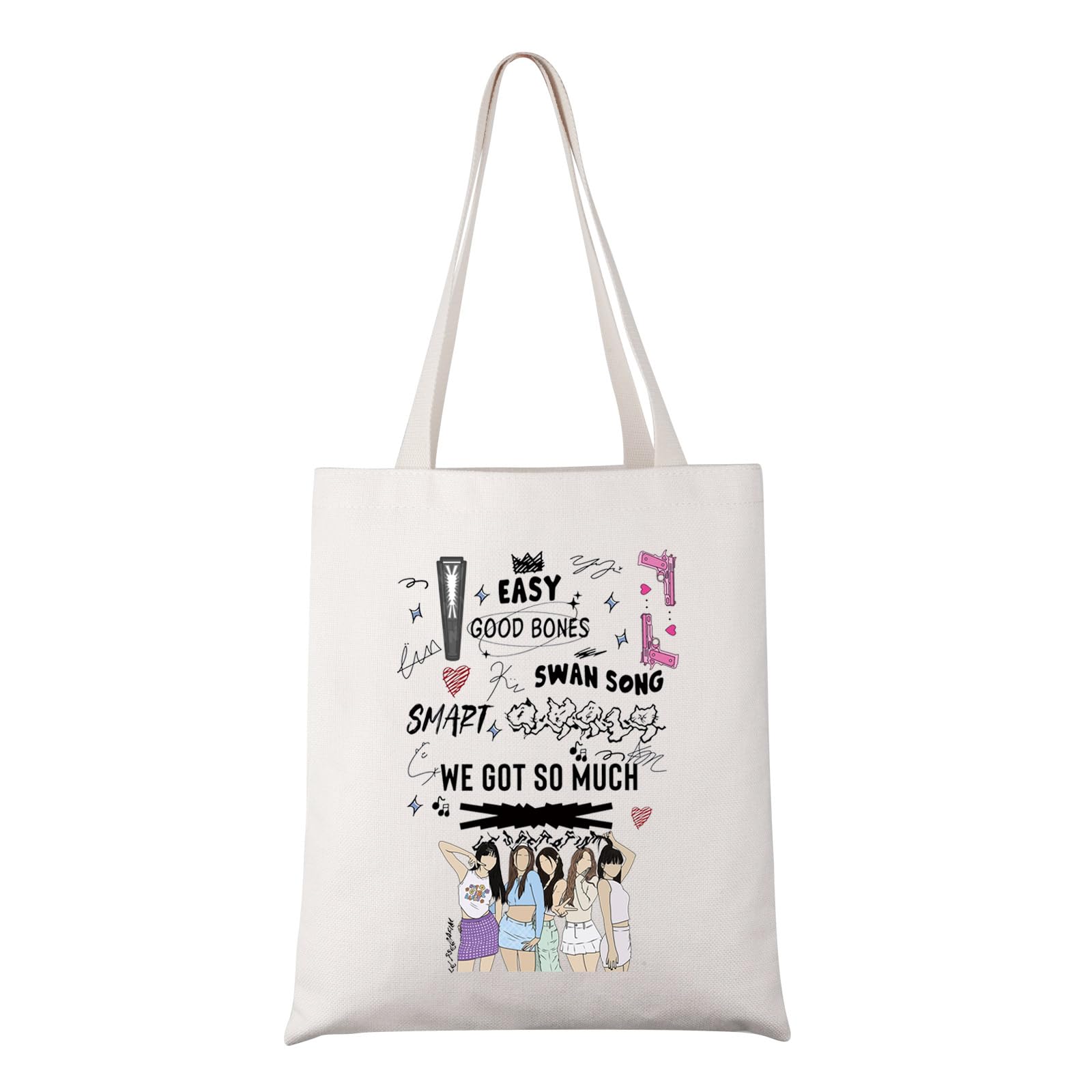 UJIMS K-pop Merchandise LeSserafim Album Easy Tote Bag Korean Group Fans Gift Kpop Music Lovers Gift Singer Gift
