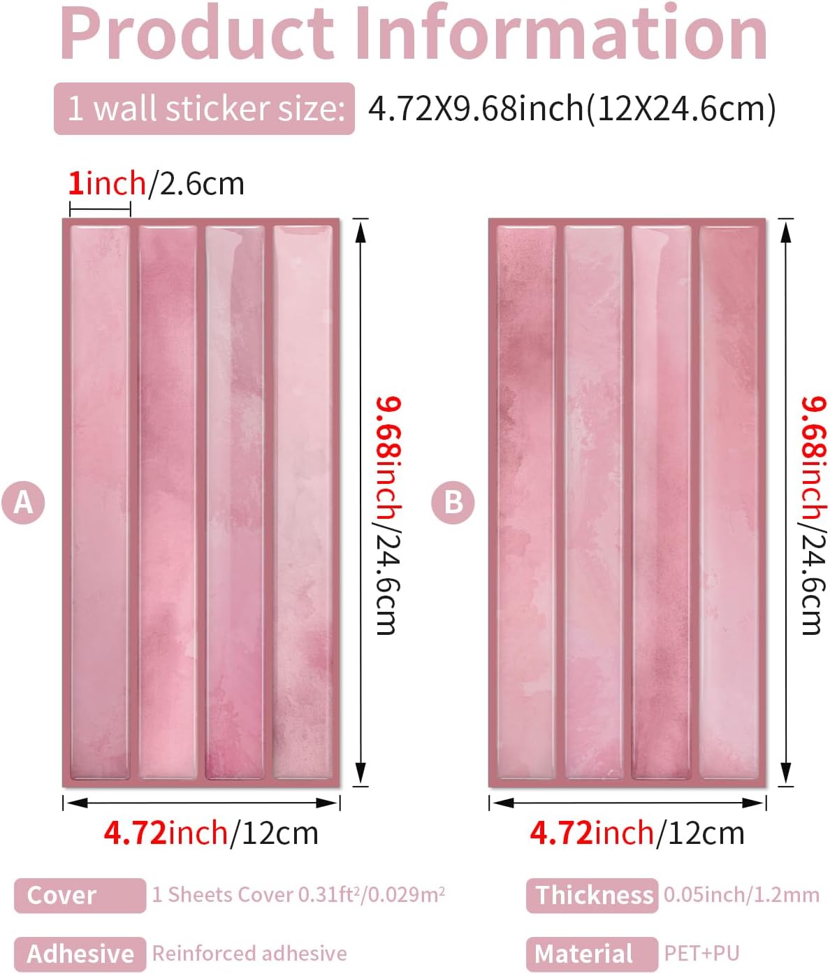 20-Sheet 3D Self-Adhesive Tile Backsplash for Kitchen, 9.68x4.72inch Peel and Stick Kitchen Backsplash Tiles, Thicker Design 3D Subway Waterproof Wall Tile Stickers