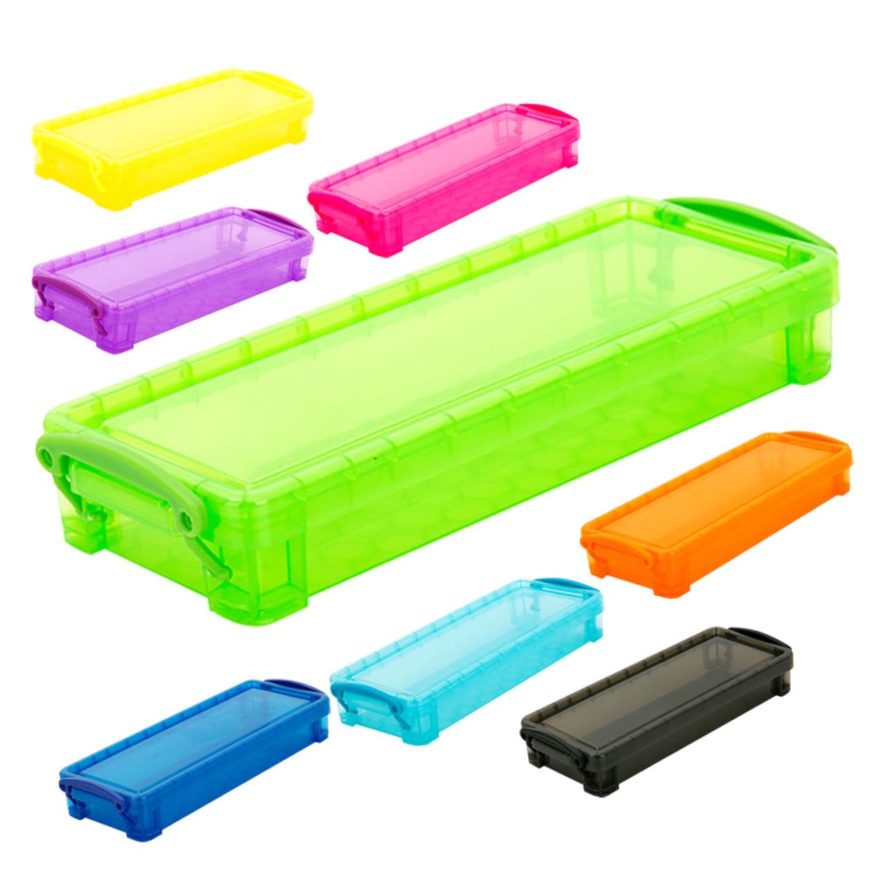 8pezzi Scatola Portapenne in Plastica Organizer Per Matite e Penne Scatola Per Cancelleria Leggera e
