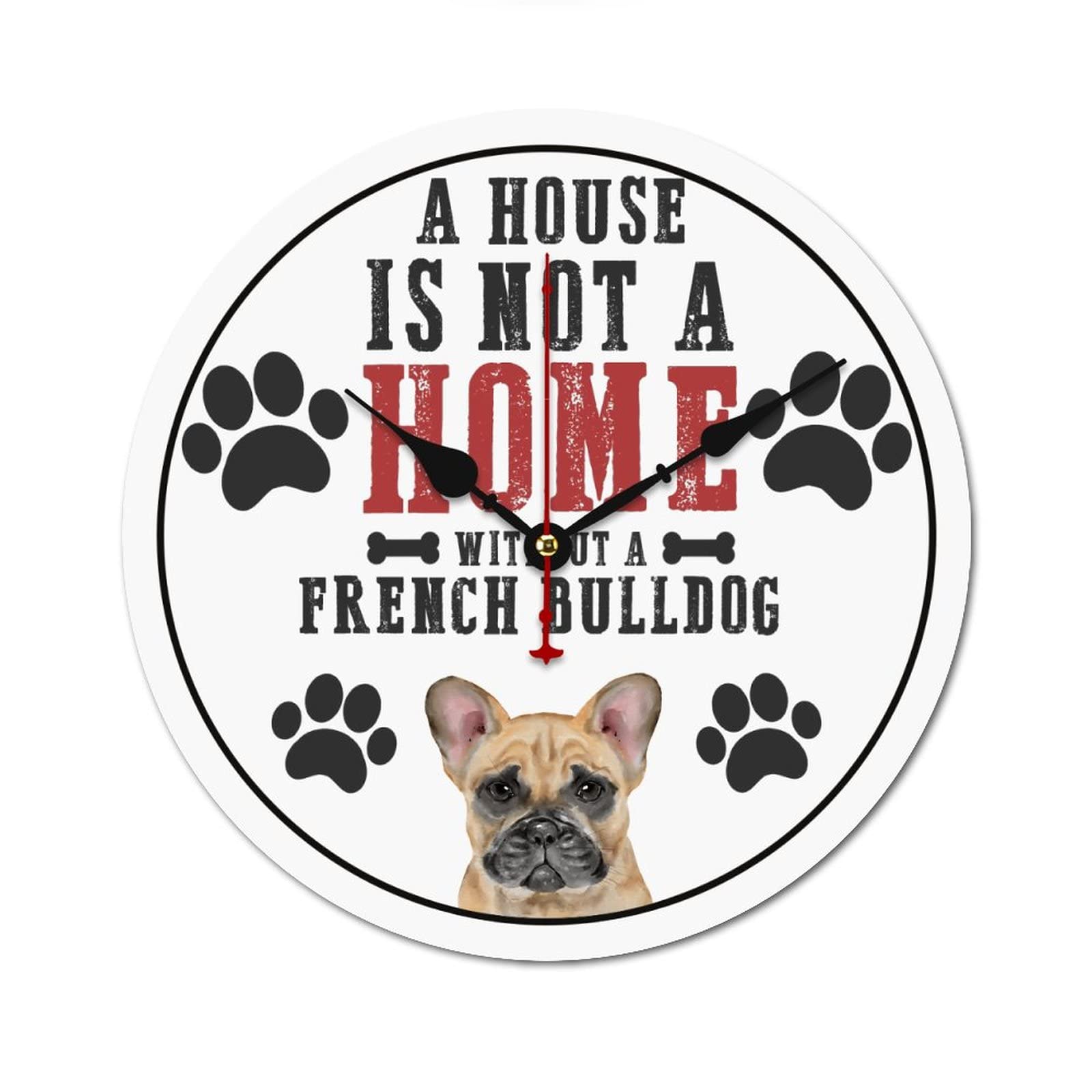 Horloge murale silencieuse French Bulldog 38cm pour décoration de maison