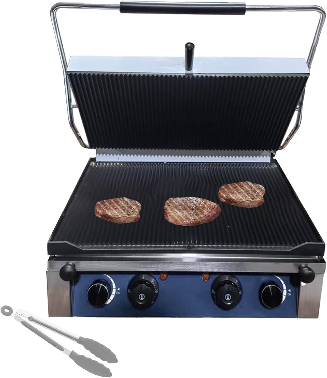 3000W Electric Panini Press Maker with Left Right Grooved,Dual Sandwich Toasting Grill,Cooking Surface ElectricHeating