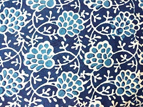 Miniatura 2 de Rastogi Handicrafts Tela de algodón impreso a mano bloque ancho de la tela - 44 pulgadas, tamaño 1 yarda (tela 23)
