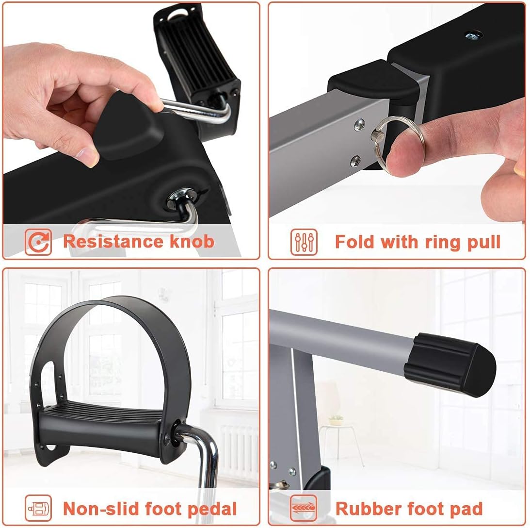 TABEKE Pedal Exerciser Under Desk Bike - Folding Pedal Exerciser for Arm/Leg Workout, Portable Desk Bike Peddler Exerciser with LCD Display : Sports & Outdoors