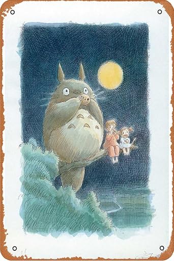 Totoro (My Neighbor) (1988) Póster decorativo para pared del hogar, letrero de metal retro, 20,3 x 30,5 cm | Ya disponible en tu tienda friki favorita! En mundofriki.es!