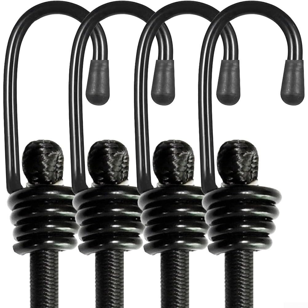 Lot de 10 tendeurs élastiques avec crochets résistants et résistants Capacité de charge de 35 kg pour motos, vélos et équipements de camping (120 cm x 10 pièces)