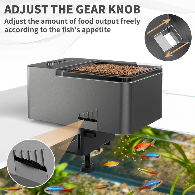 100ml Automatic Feeder for Aquarium Vacation Timer for Fish Tank Food Adjustable Auto Fish Feeder Dispenser for Pellets Strips 8/12/24/48H Timer Battery Operated(Not Included) - image 5