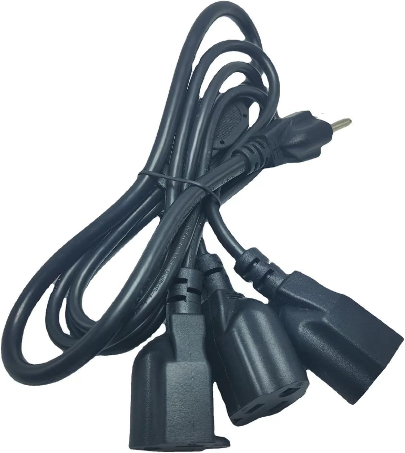 3.3FT 3 Prong 1 to 3 Outlet Power Cord Splitter Cord Indoor Outdoor Cable Strip Outlet Saver Power Extension Cable SJT 16AWG for Halloween Lights, Christmas Decorations, Computer, Scanner (Black)
