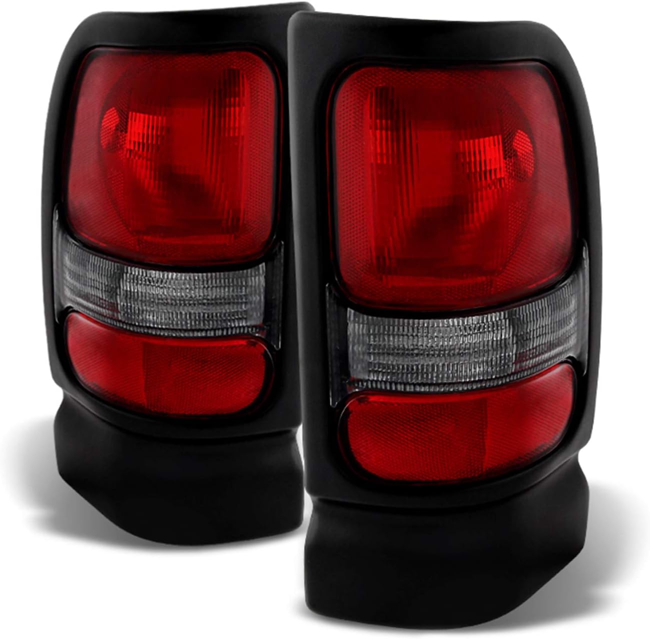 AKKON - Fits 1999-2001 Dodge Ram 1500 Sport Models Chrome Headlights +Red Clear Tail Lights Pair Left+Right combo