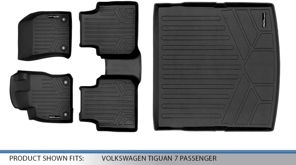 SMARTLINER Custom Fit Floor Mats 2 Rows and Cargo Liner Behind 2nd Row Set Compatible with 2018-2024 Volkswagen Tiguan