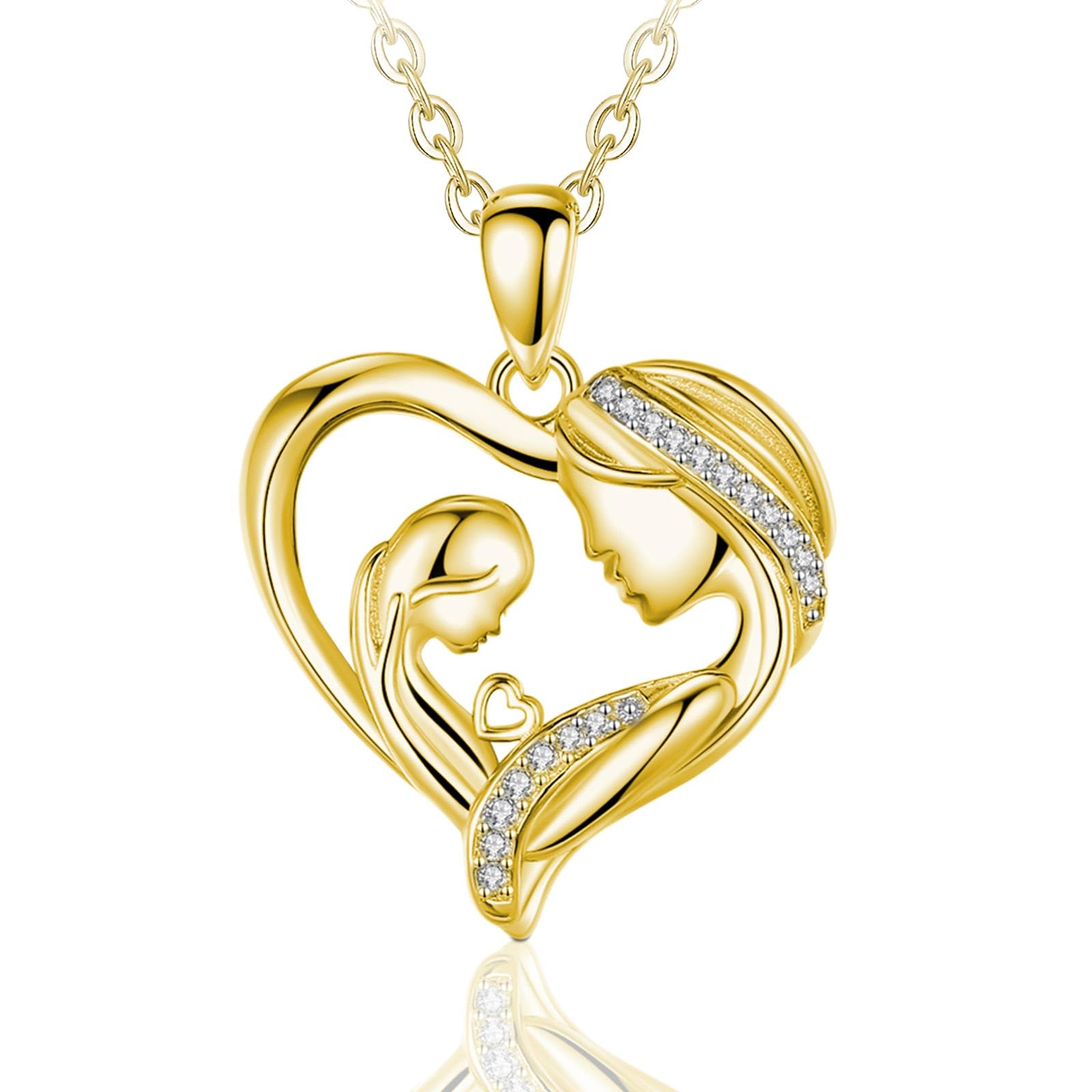 INFUSEU Regalos Para Mamá, Mamá E Hijas Collar Plata Ley 925 Colgante Madre Joyería Regalo Las Hijas