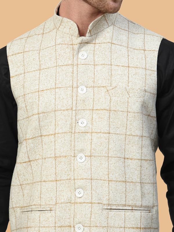 Image of VASTRAA FUSION Men's Traditional Woolen Nehru Jacket Modi Waistcoat