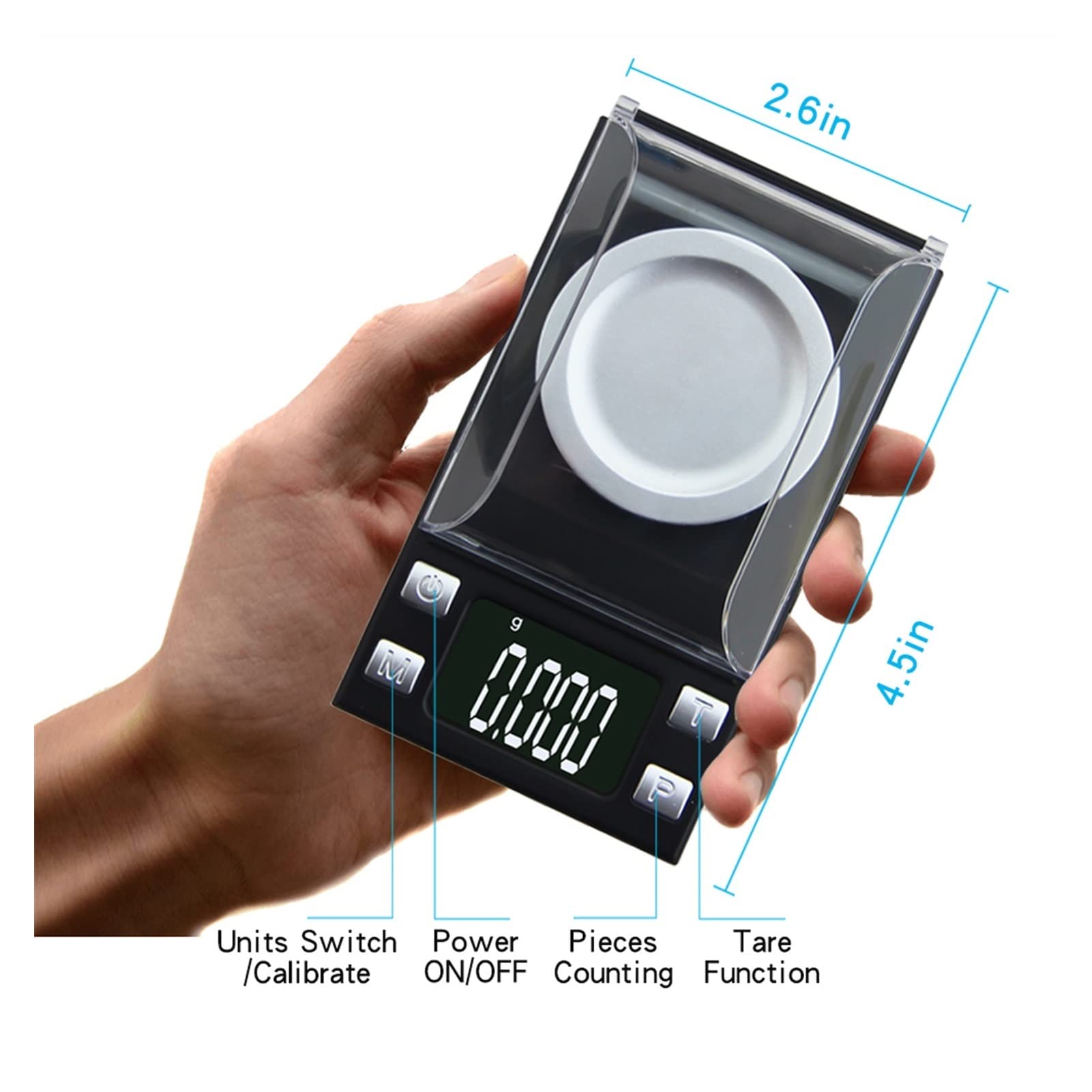Báscula De Cocina Balanza De Precisión, Báscula Digital Electrónica, Alta Precisión, Adecuada para Laboratorio, Pesaje De Medicamentos, Pesaje De Joyas, Mini Báscula Port,