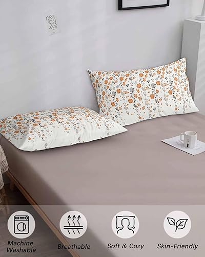 Miniatura 4 de Fundas de almohada de tamaño King de flores naranjas, fundas de almohada suaves para cama, fundas decorativas de lujo, sofá decorativo de lujo,