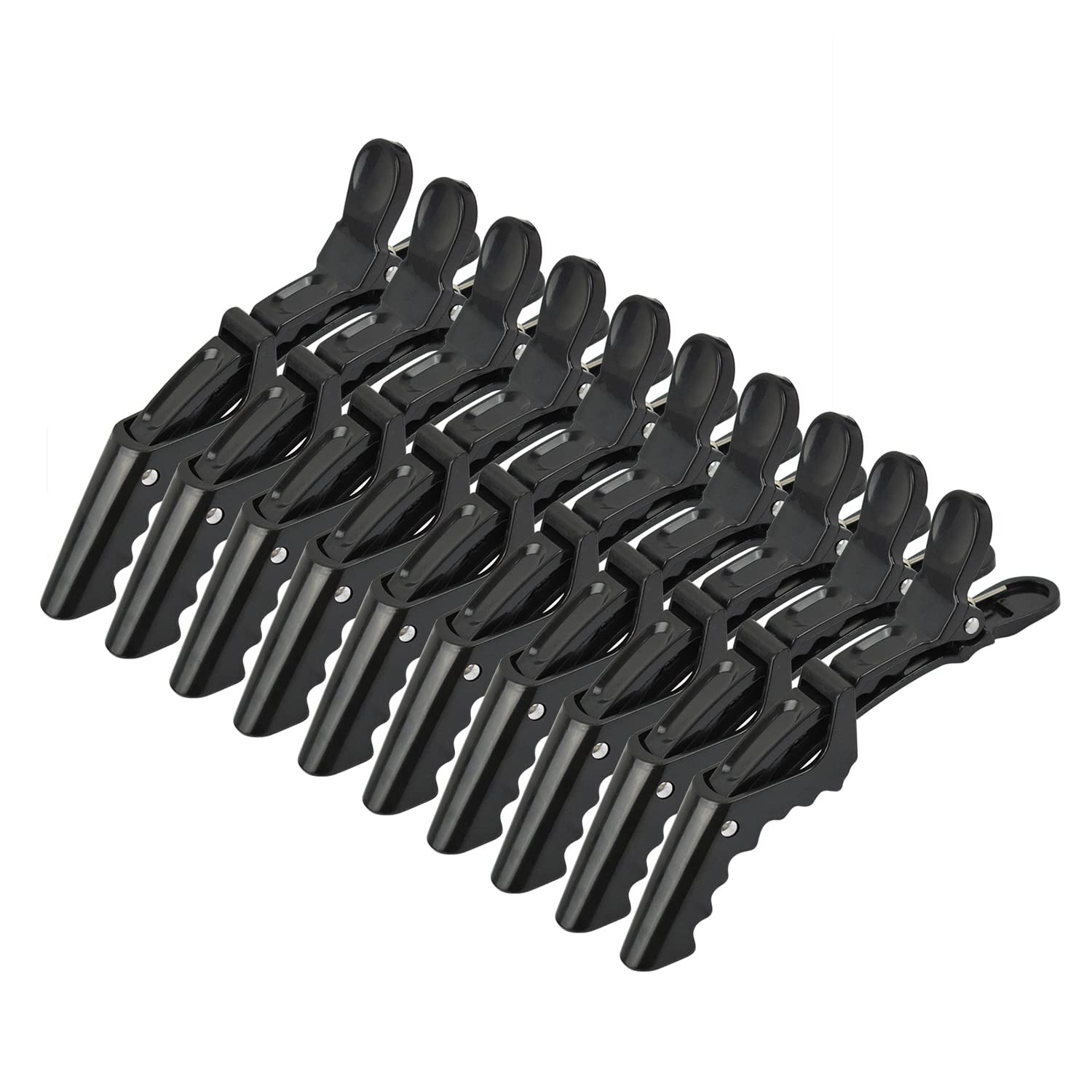 10 Stück Haarspangen für Friseur Abteilklammern Krokodil-HaarKlammern Professionelle Styling Spange (Schwarz)