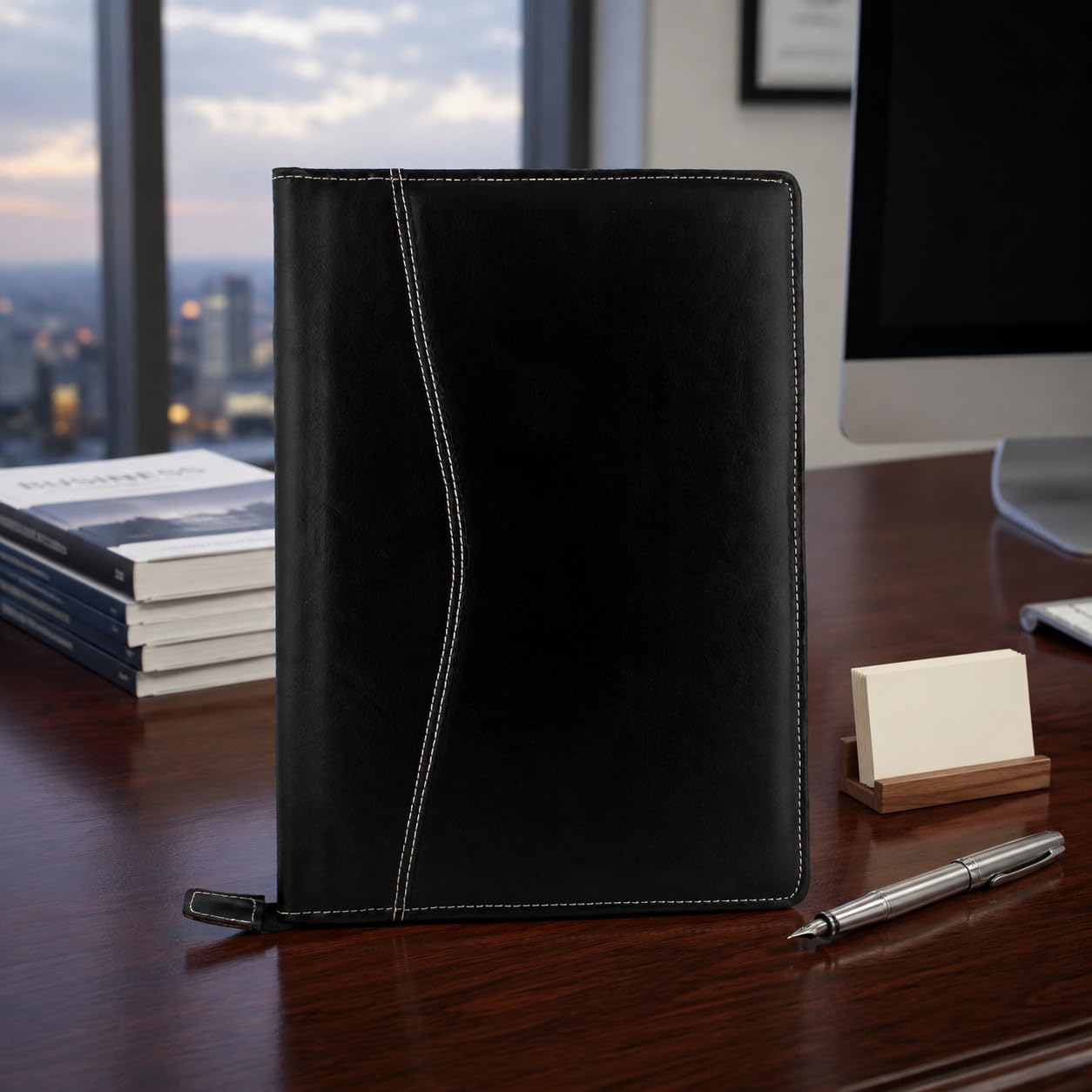 Asraw PU Faux Leather Deluxe B4 Size Document Holder 20 Leafs Zipper File Folder Organizer for Certificates, Marksheets, Degrees, Interview Portfolio, Important Papers (Black, File Folder) 2