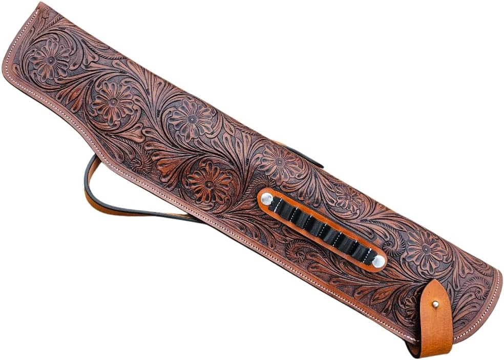 Handmade Leather Shotgun Scabbard with Fur Lining, 26 Inch Protective Carry Case with Adjustable Shoulder Strap | Fits Remington 870, Mossberg 500, Winchester 1200/1300