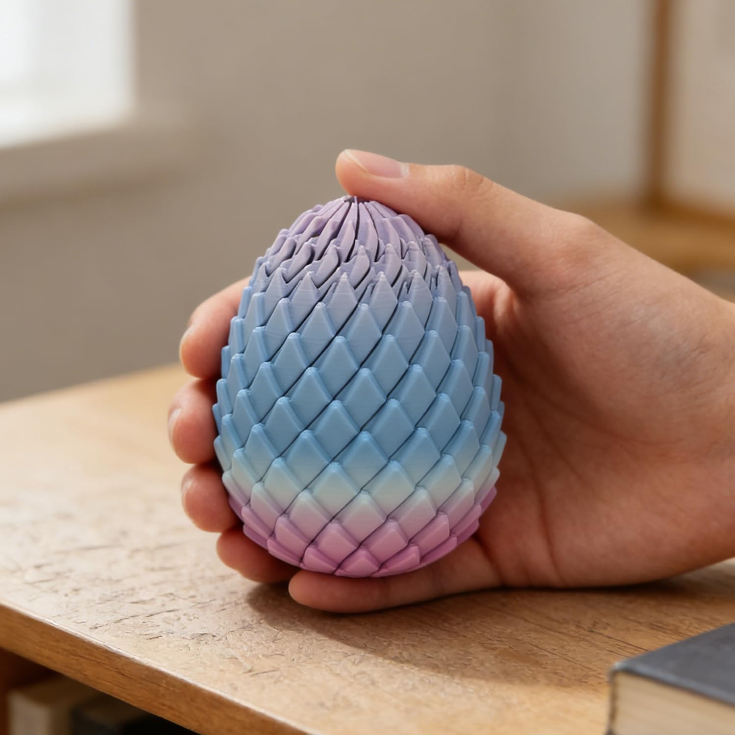Twisty Fidget Dragon Egg, Slippery Egg Fidget, 3D Printed Dragon Egg, Easter Egg Toys, Easter Basket Stuffers, Rotating Fidget Puzzle Toy for Stress Relief, Colorful Desk Fidget Toy (D Set, Large)