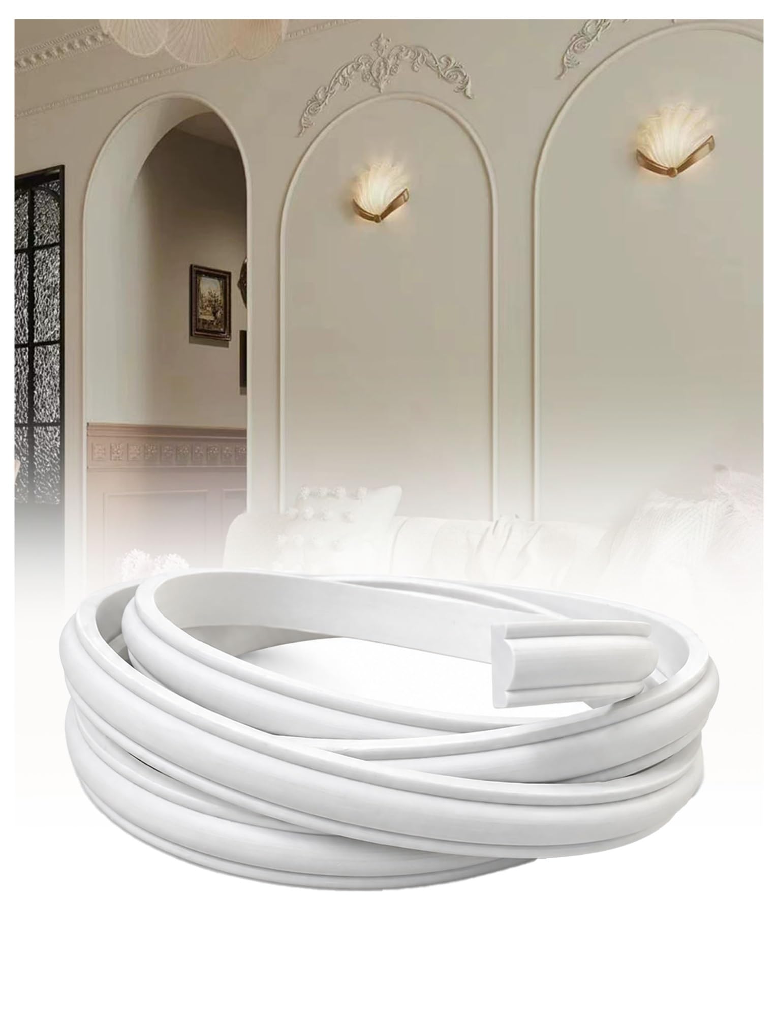 Moulure flexible en PVC de 9m pour la décoration des angles de murs