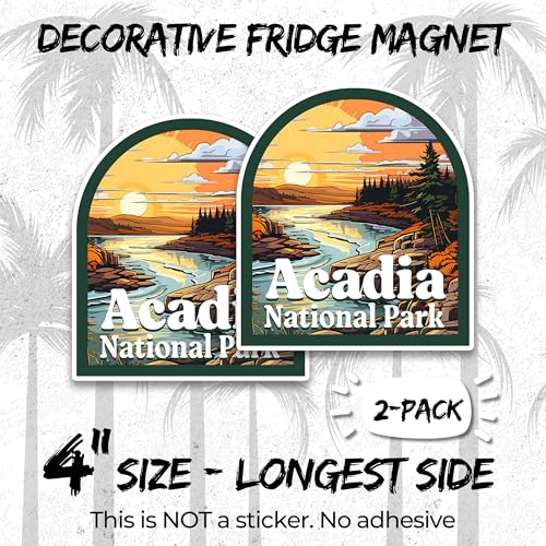 Imán decorativo de viaje Acadia National Park 2 unidades 4 pulgadas miniatura 2