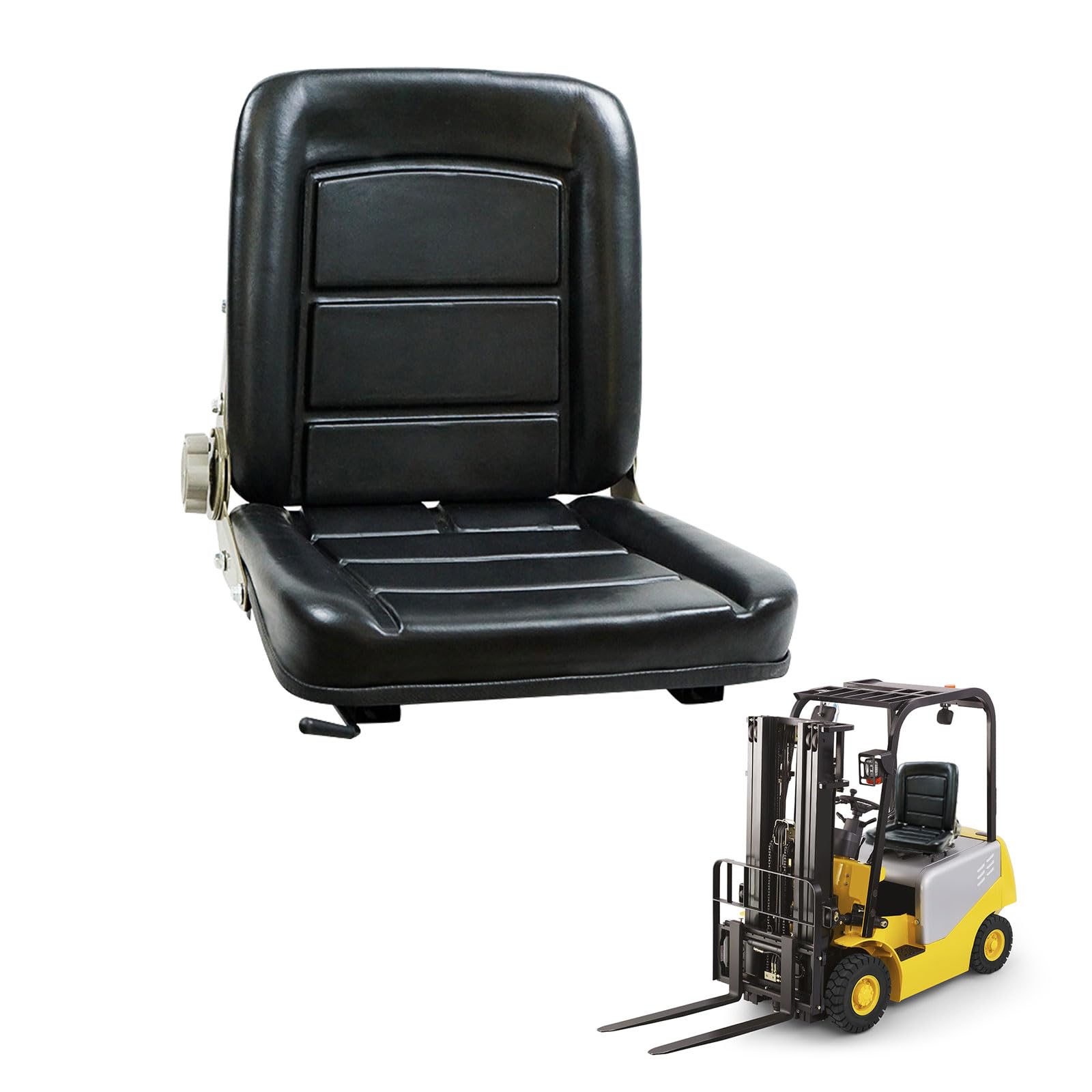 Sedile universale per trattore, sedile per carrello elevatore con schienale regolabile e binario scorrevole, sedile di ricambio impermeabile in pelle PU per tosaerba, caricatore, escavatore
