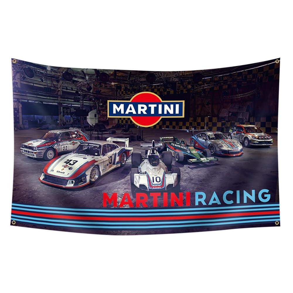 ENMOON Martinis Car Racing Flag Banner 3x5ft/Vibrat Color/HD Printing/150D Polyster Banner For Garage Man Cave Garden Decor, 36x60 inch, mutil