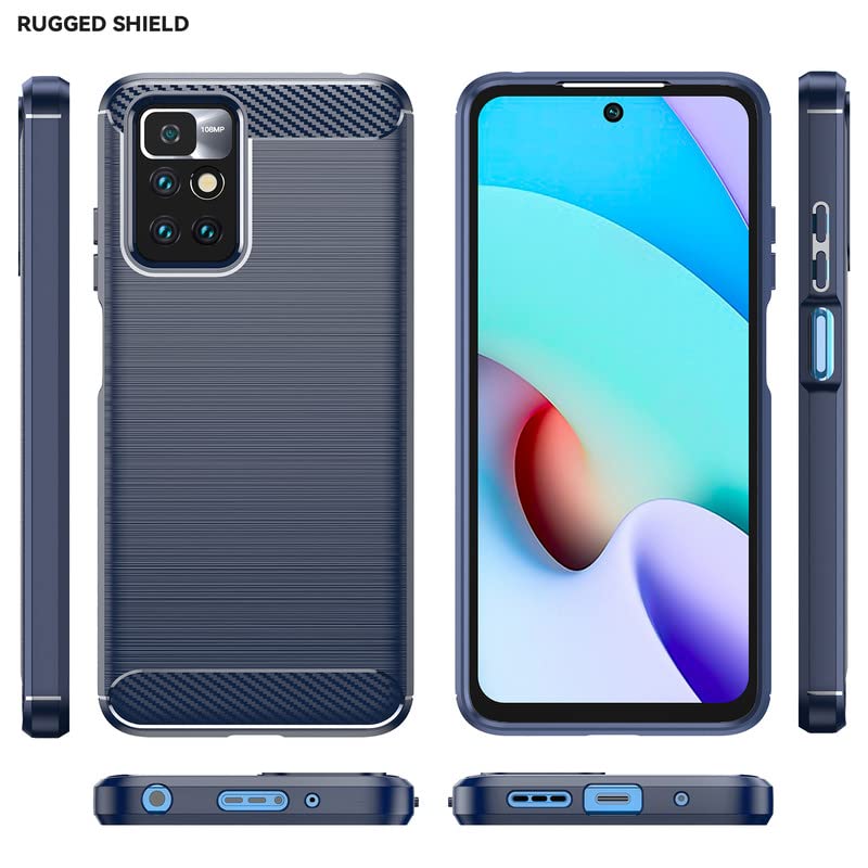 Image of Hybrid Carbon Fiber Back Case for Mi Redmi 10 Prime (Blue)