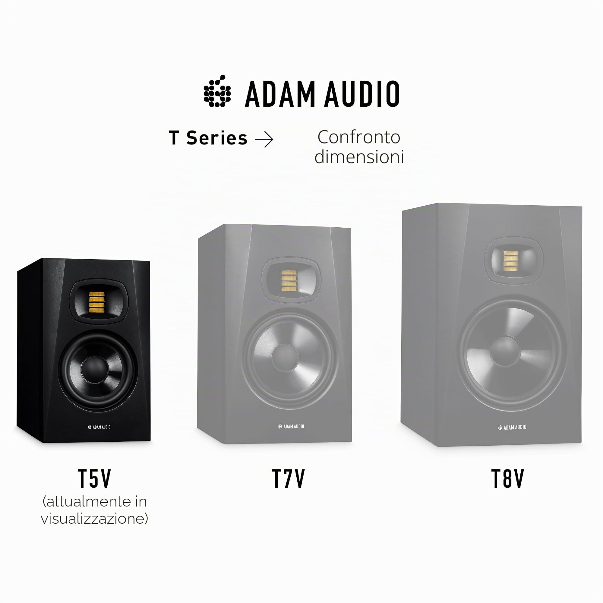 Adam Audio Monitor Studio T8V per registrare, mescolare e padroneggiare, Suono di qualità Studio (singolo)