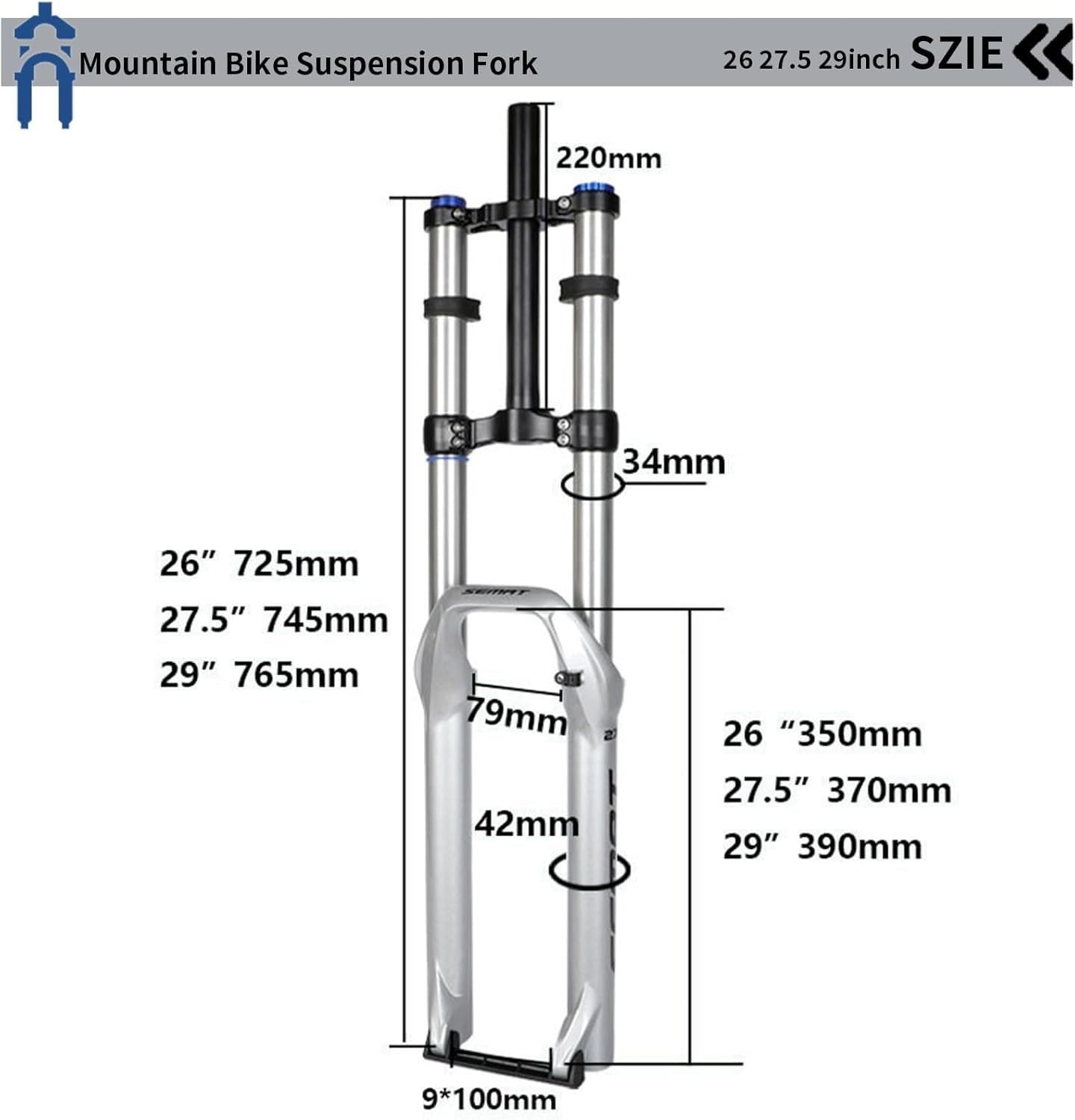 26/27,5/29 cala rower górski amortyzowany widelec przedni 1-1/8" rura prosta podwójne ramię DH zawieszenie pneumatyczne 160/180/200 mm skok sprężyny XC/AM rowery przednie koło QR tłumienie napięcia