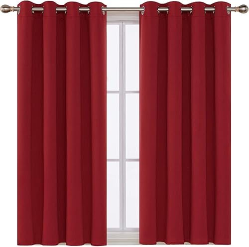 Miniatura 77 de Deconovo Darken - Cortina opaca con aislamiento térmico y ojales para sala de estar, 42 x 63 pulgadas, color blanco puro Negro,Beige claro,Azul