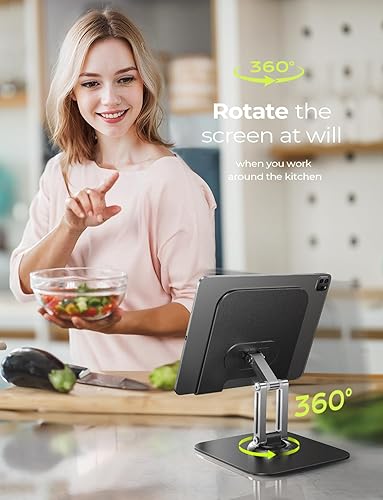 Miniatura 5 de LISEN Soporte ajustable para iPad para escritorio, 2025 para iPad, soporte de pantalla giratorio, accesorios de oficina para escritorio para