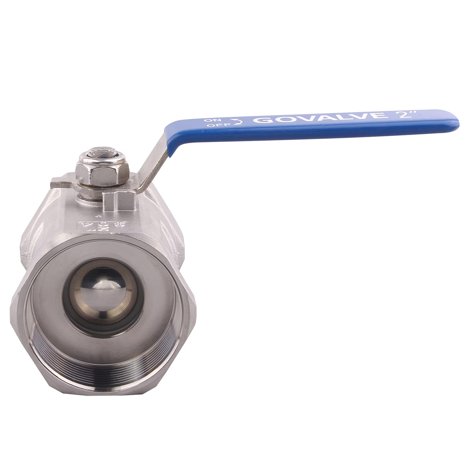1 válvula de bola de acero inoxidable – 5 cm NPT hembra puerto estándar 1 pieza tipo válvula de bola para agua, aceite y gas (paquete de 2)