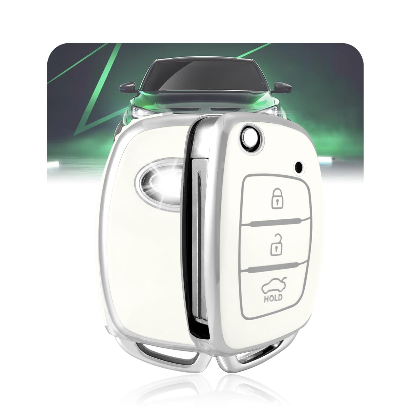 LELNOOS Autoschlüssel Hülle, Silikon Schlüsselhülle Schutz Schlüsselcover für Hyundai i10 i20 i30 i35 i40 ix20 ix35 Tucson Bayon Santa Fe Kona Elantra Sonata Accent Ioniq Creta Verna, Flip S