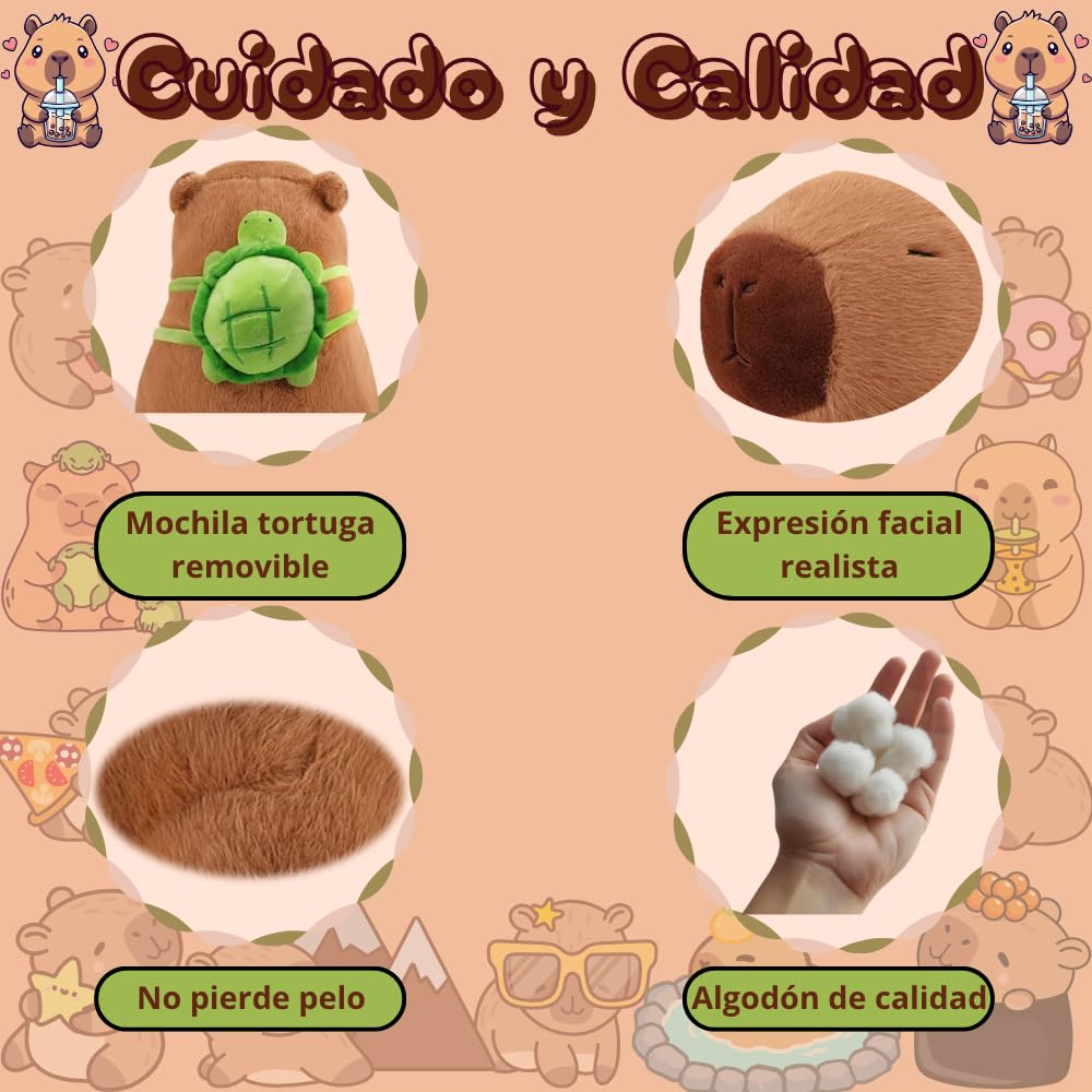 BULLPOWEX Peluche Capybara | Juguete Capibara 30-35cm, Animal de Peluche Suave y achuchable. Juguete para Bebes,niños/niñas y Adultos. Incluye Pegatina Capybara aleatoria. — view 4