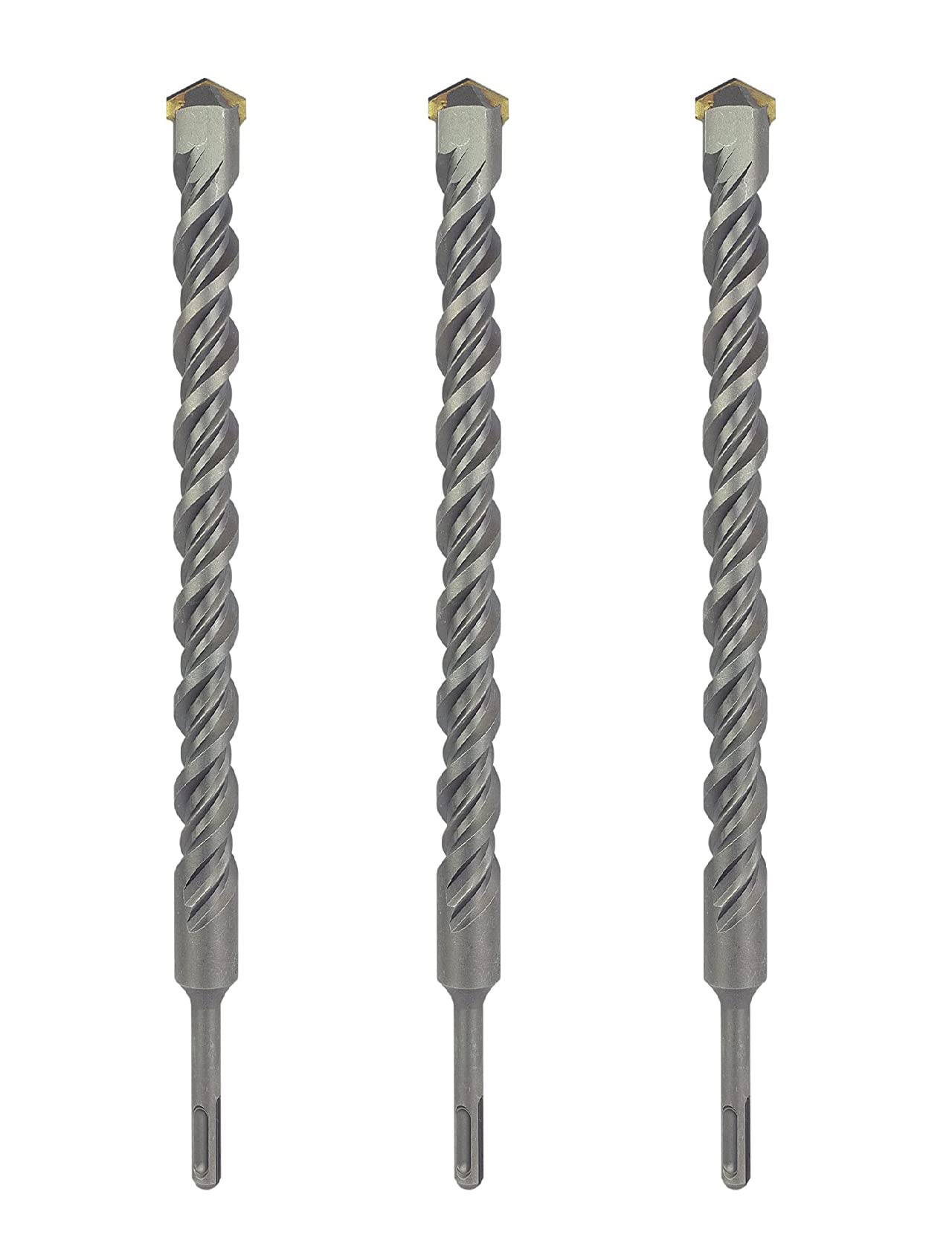 Juego de 3 brocas SDS Plus con punta de carburo para mampostería y hormigón con vástago de perforación de hormigón, mampostería, pared, carretera