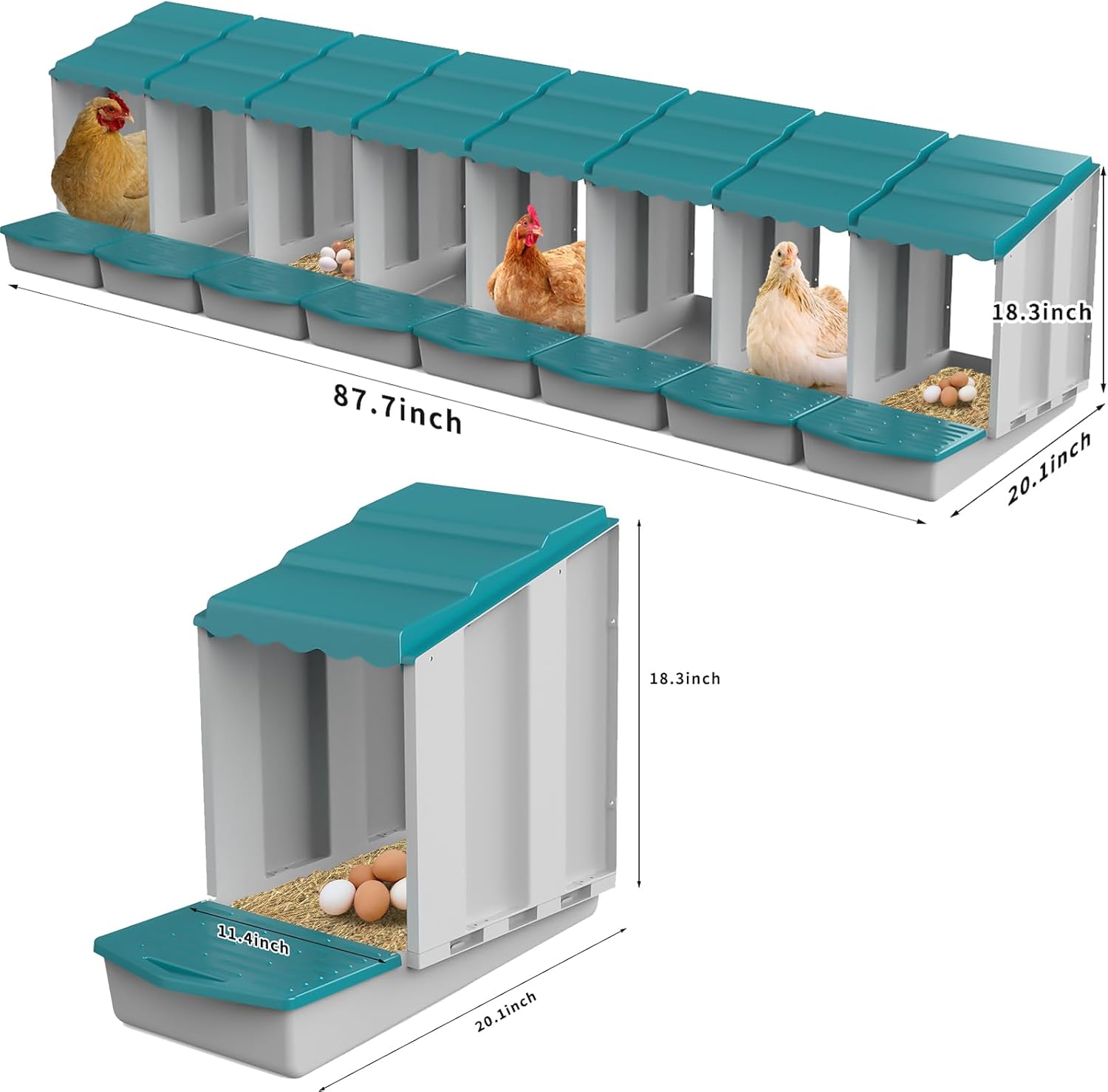 Nesting Boxes for Chickens, Chicken Nesting Boxes with Egg Collection & Perch for Easy Picking Protecting Eggs, Nesting Boxes for Laying Eggs with 8 Compartments